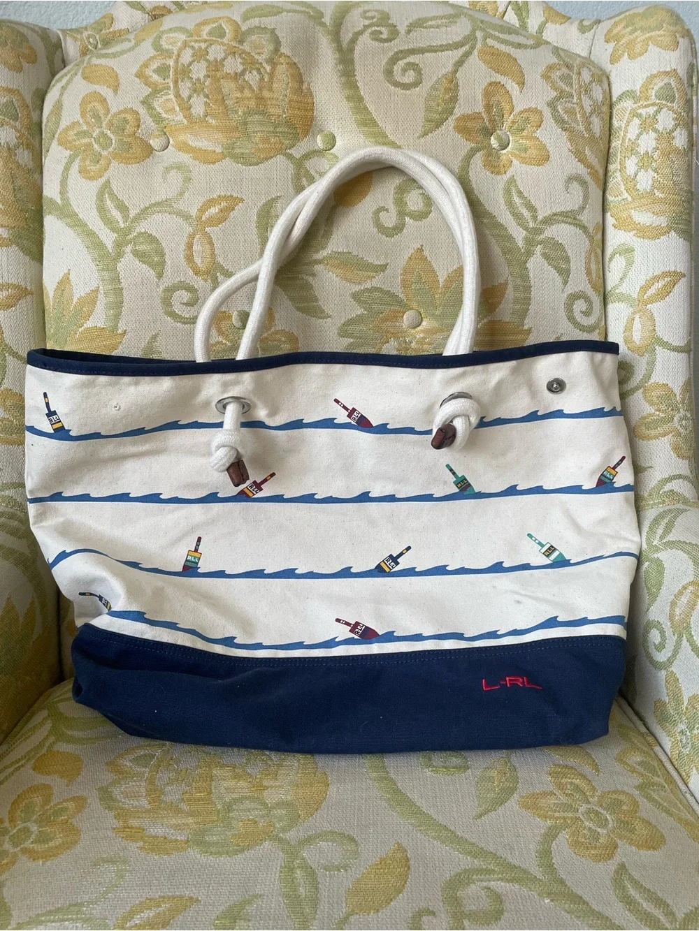 Lauren By Ralph Lauren Casco Beach Tote Bag Canvas with Rope Handle - Picture 2 of 16